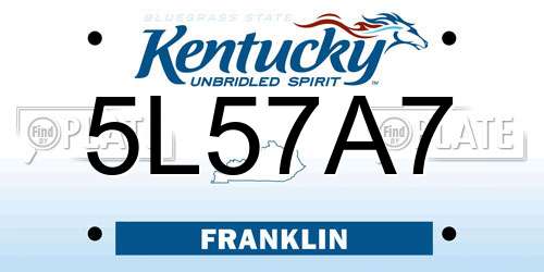 5L57A7 Kentucky License Plate
