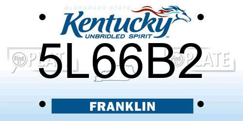 5L66B2 Kentucky License Plate