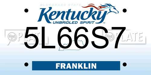 5L66S7 Kentucky License Plate
