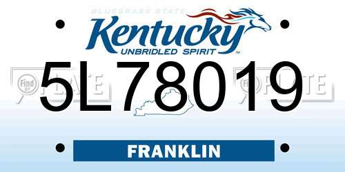 5L78019 Kentucky License Plate