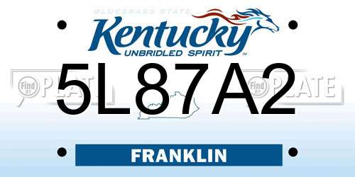 5L87A2 Kentucky License Plate