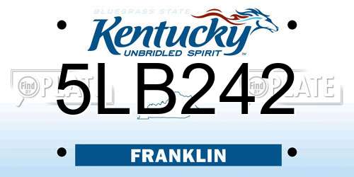 5LB242 Kentucky License Plate