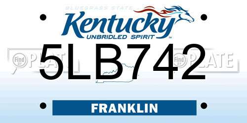 5LB742 Kentucky License Plate