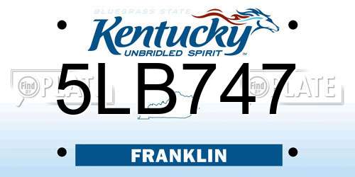 5LB747 Kentucky License Plate