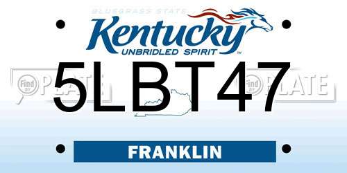 5LBT47 Kentucky License Plate