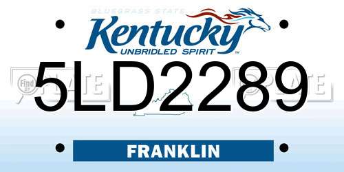 5LD2289 Kentucky License Plate