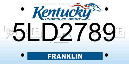 5LD2789 Kentucky License Plate