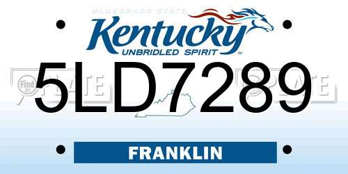5LD7289 Kentucky License Plate