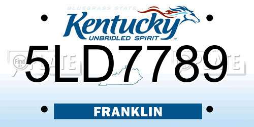 5LD7789 Kentucky License Plate