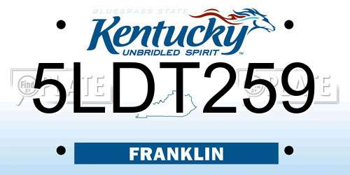 5LDT259 Kentucky License Plate