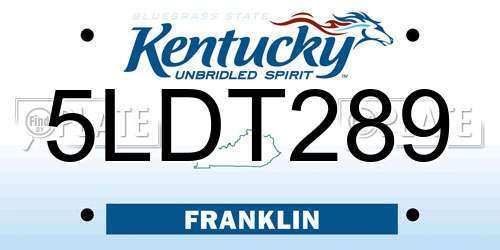 5LDT289 Kentucky License Plate