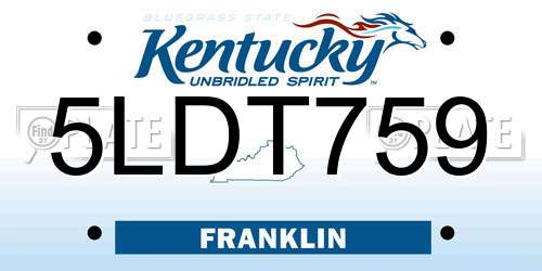 5LDT759 Kentucky License Plate