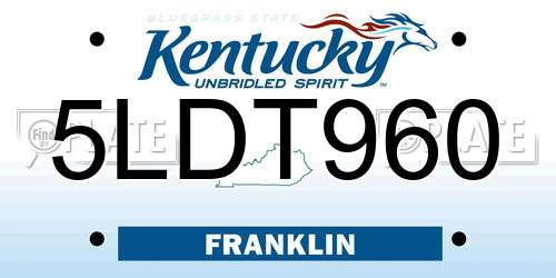5LDT960 Kentucky License Plate