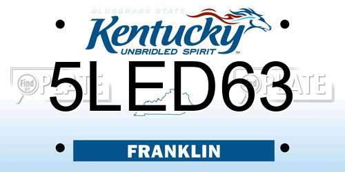 5LED63 Kentucky License Plate