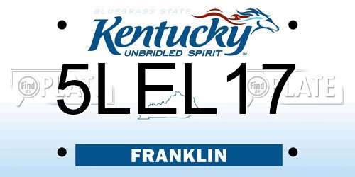 5LEL17 Kentucky License Plate