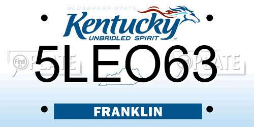 5LEO63 Kentucky License Plate