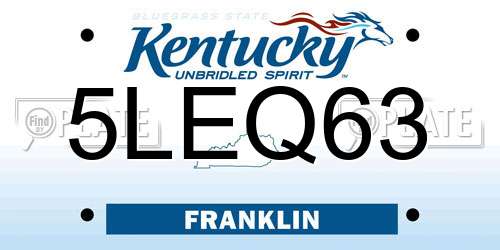 5LEQ63 Kentucky License Plate