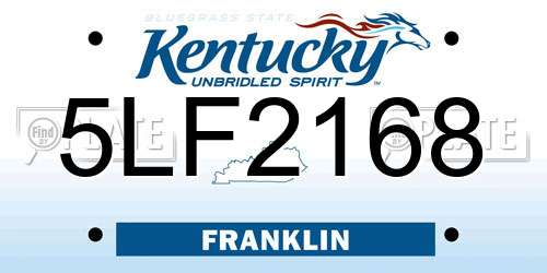5LF2168 Kentucky License Plate