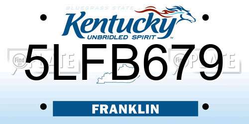 5LFB679 Kentucky License Plate