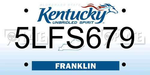 5LFS679 Kentucky License Plate
