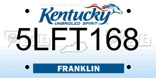 5LFT168 Kentucky License Plate