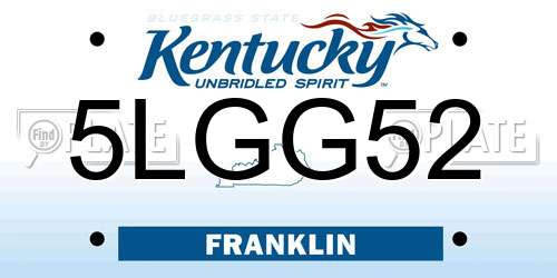 5LGG52 Kentucky License Plate