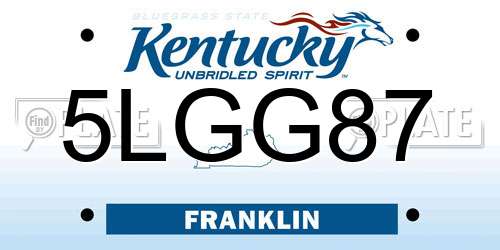 5LGG87 Kentucky License Plate