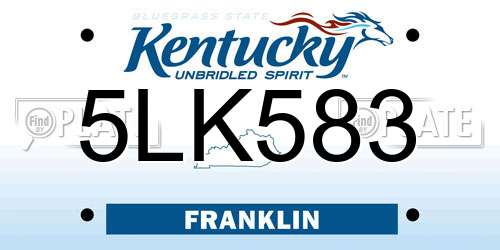 5LK583 Kentucky License Plate