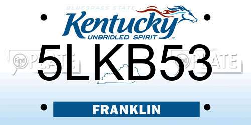 5LKB53 Kentucky License Plate