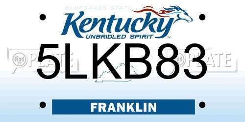 5LKB83 Kentucky License Plate