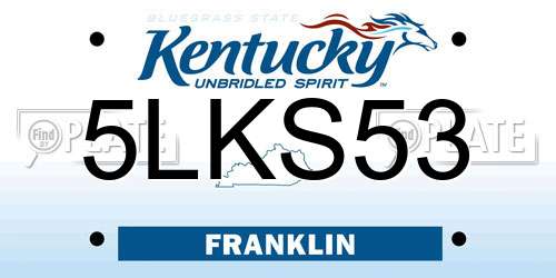 5LKS53 Kentucky License Plate
