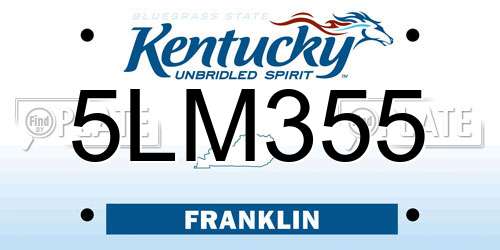 5LM355 Kentucky License Plate