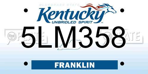 5LM358 Kentucky License Plate