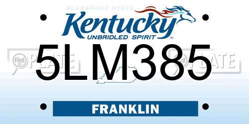 5LM385 Kentucky License Plate