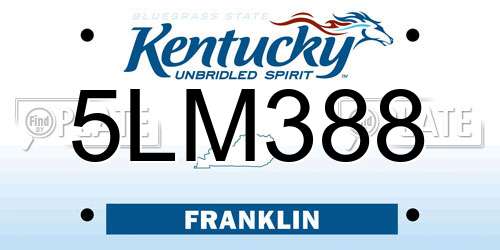 5LM388 Kentucky License Plate