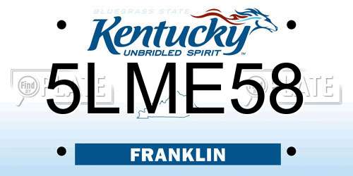 5LME58 Kentucky License Plate