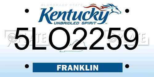 5LO2259 Kentucky License Plate