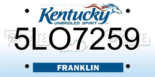 5LO7259 Kentucky License Plate