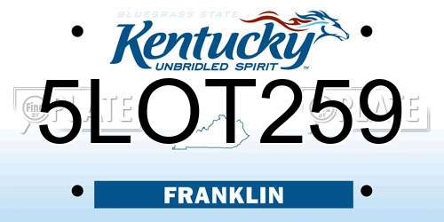 5LOT259 Kentucky License Plate