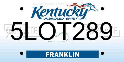 5LOT289 Kentucky License Plate