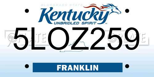 5LOZ259 Kentucky License Plate