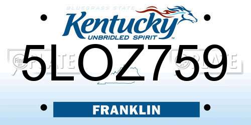 5LOZ759 Kentucky License Plate