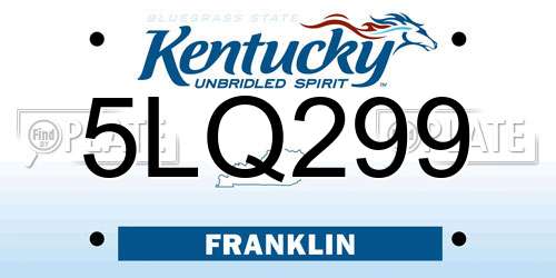 5LQ299 Kentucky License Plate