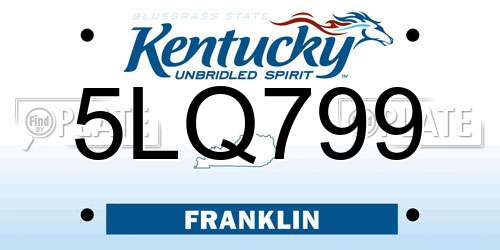 5LQ799 Kentucky License Plate