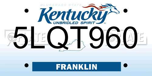 5LQT960 Kentucky License Plate