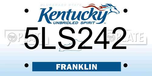 5LS242 Kentucky License Plate