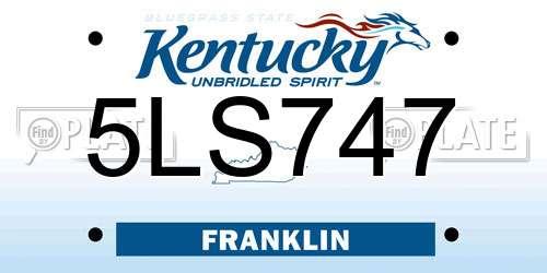 5LS747 Kentucky License Plate