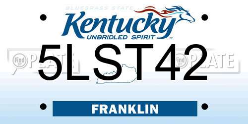 5LST42 Kentucky License Plate