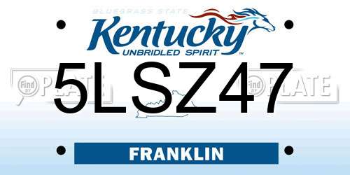 5LSZ47 Kentucky License Plate