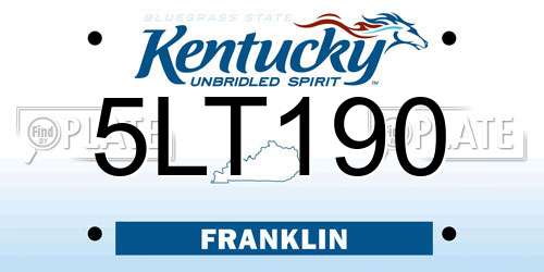 5LT190 Kentucky License Plate